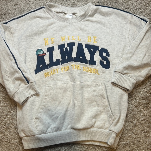Kids' Cream and Blue Graphic Sweatshirt - Picture 1 of 3